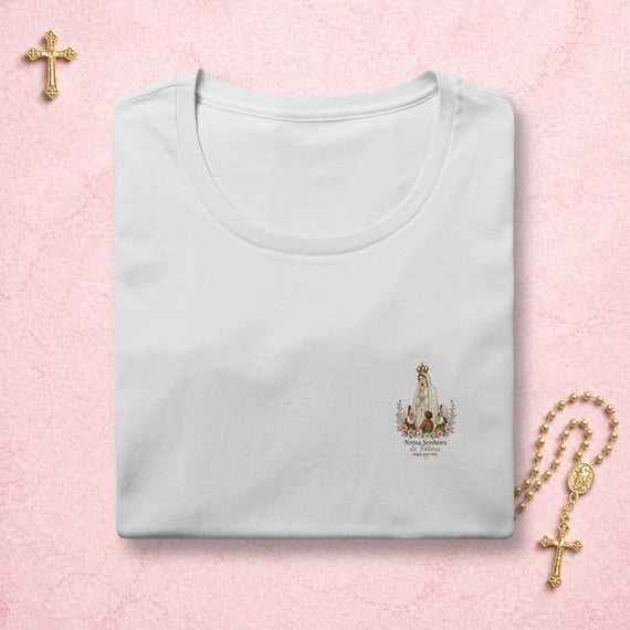 Nossa Senhora de Fátima Floral - Feminina Estampa Pequena