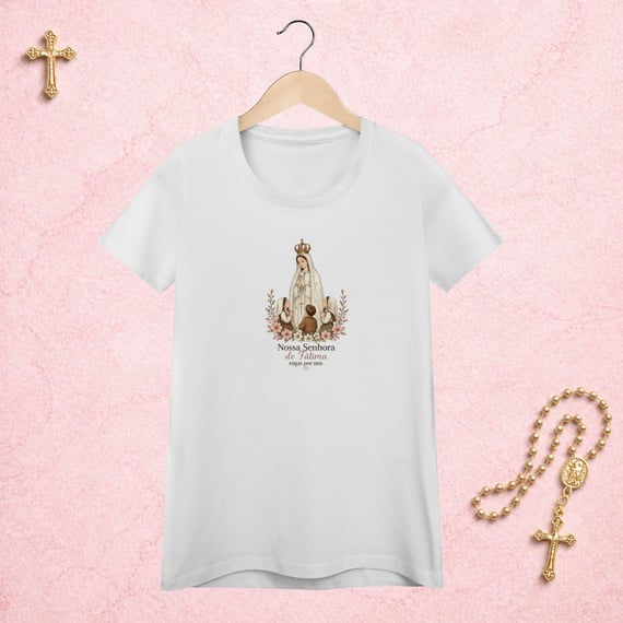 Nossa Senhora de Fátima Floral - Feminina Estampa Central