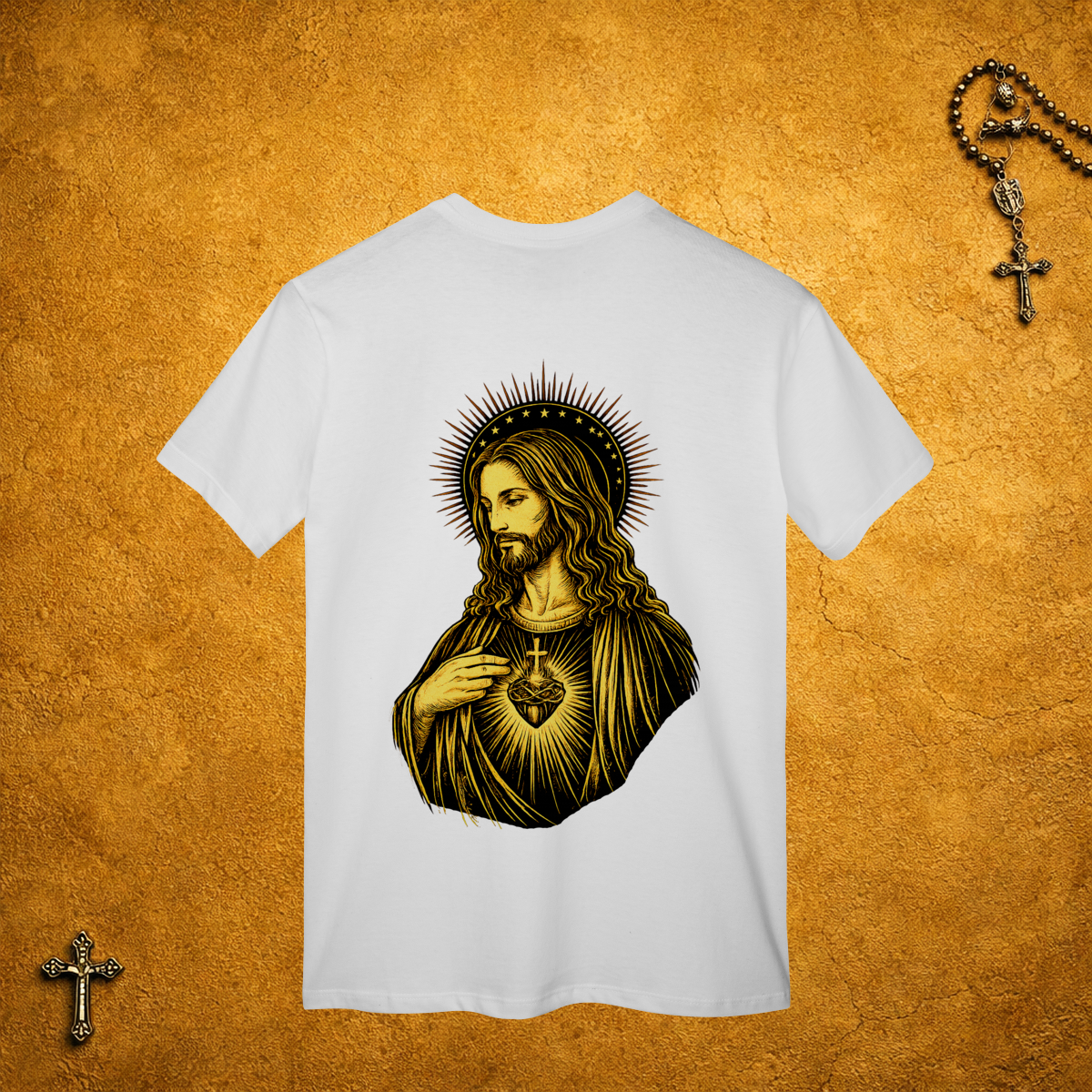 Nome do produto Jesus Cristo Traços Pretos - Costas Dourada