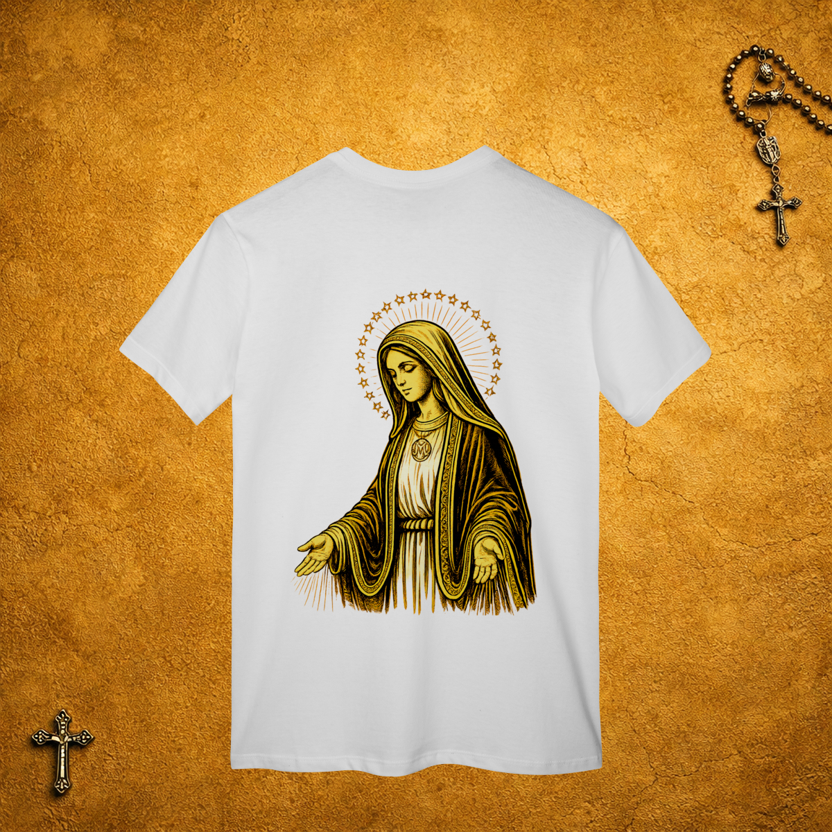 Nome do produto Nossa Senhora das Graças Traços Pretos - Costas Dourada