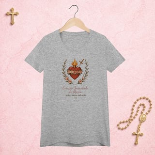 Nome do produto Coração Imaculado Floral - Feminina Estampa Central