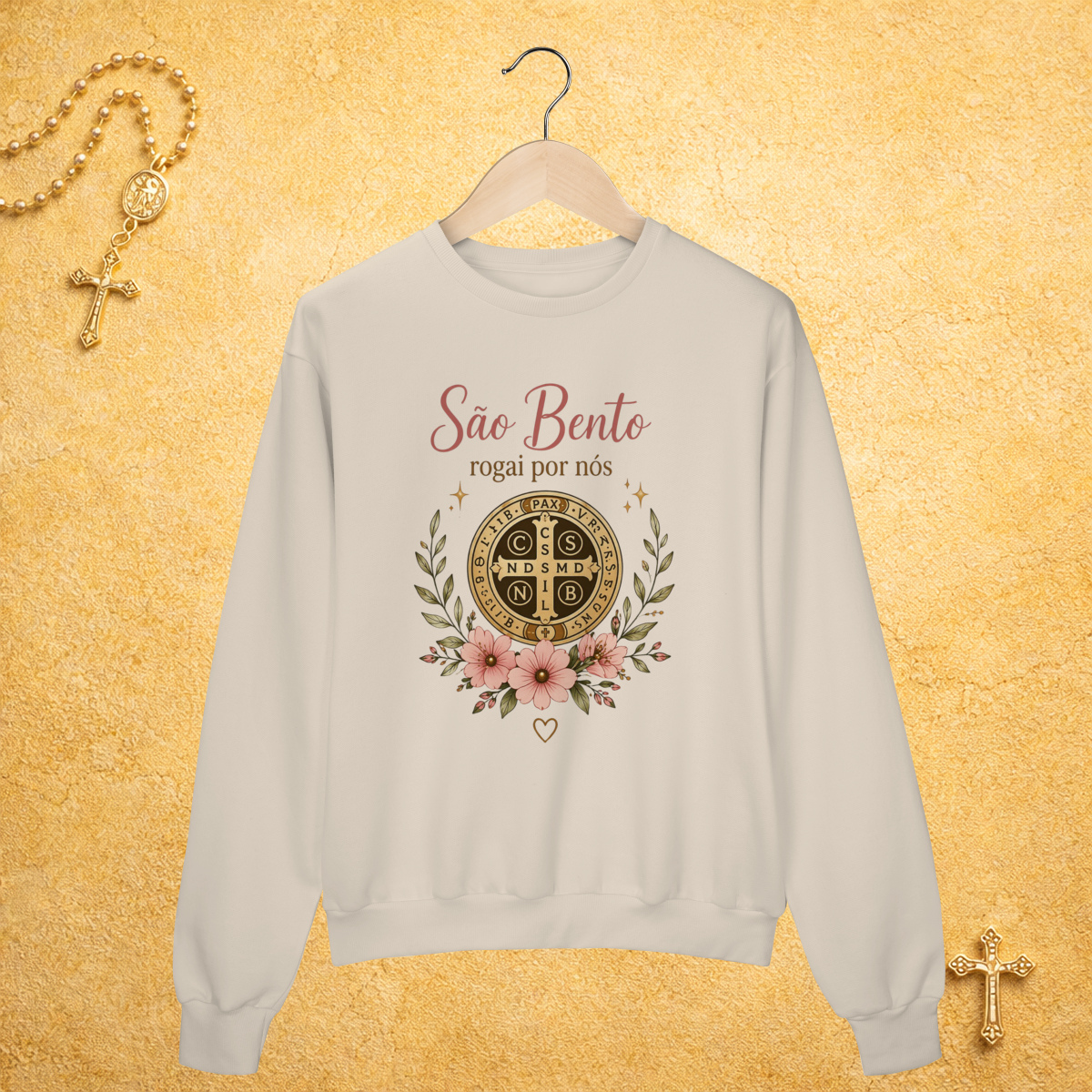 Moletom - Medalha São Bento Floral