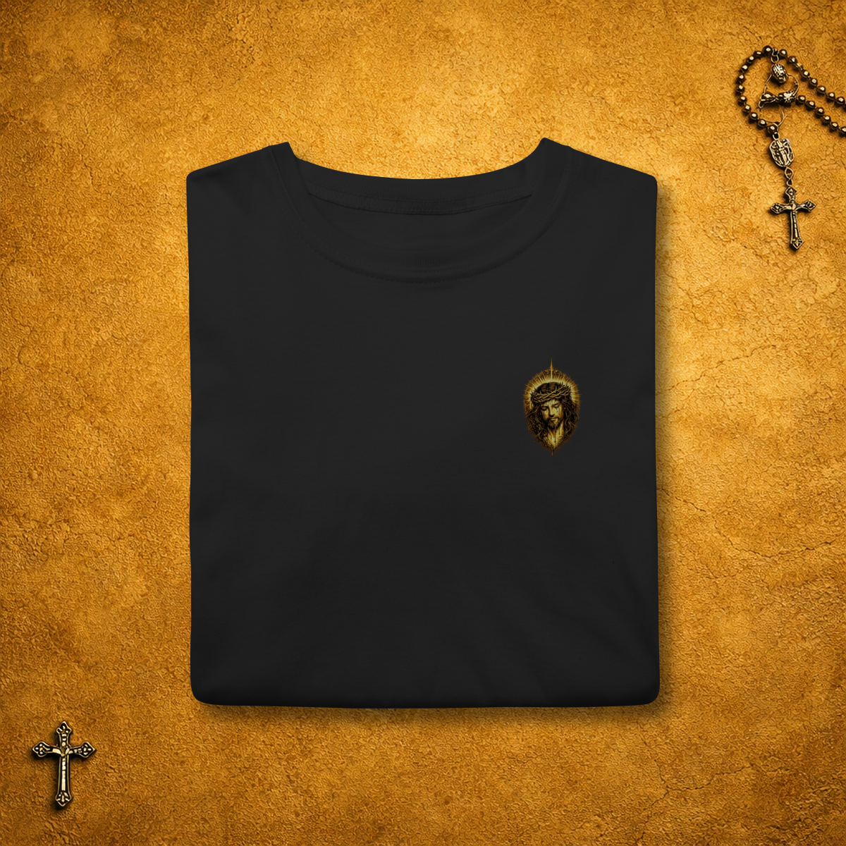 Nome do produto: Jesus Cristo Coroa - Minimalista Dourada