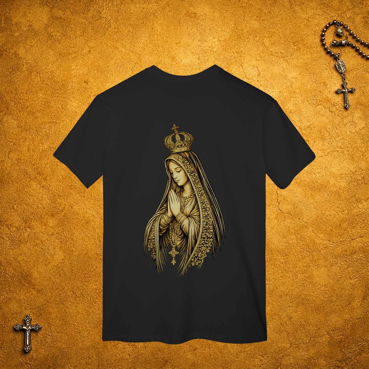 Nome do produto Nossa Senhora Traços Pretos - Costas Dourada