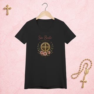 Nome do produto Medalha de São Bento Floral - Feminina Estampa Central