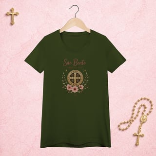 Nome do produto Medalha de São Bento Floral - Feminina Estampa Central