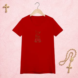 Nome do produto Deus Cuida Floral - Feminina Estampa Central