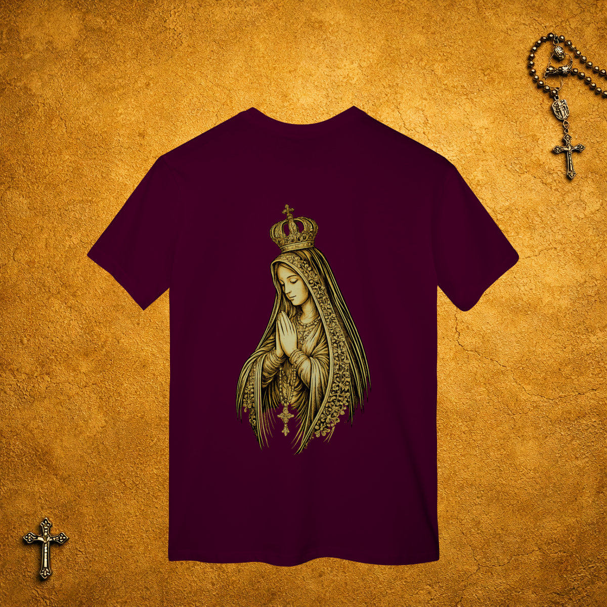 Nome do produto Nossa Senhora Traços Pretos - Costas Dourada