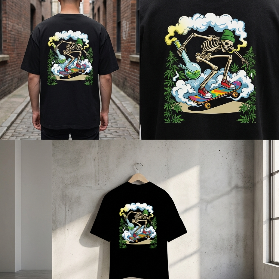 Nome do produto: Oversize Rua Verde — Estampa “Skate até o Último Trago”