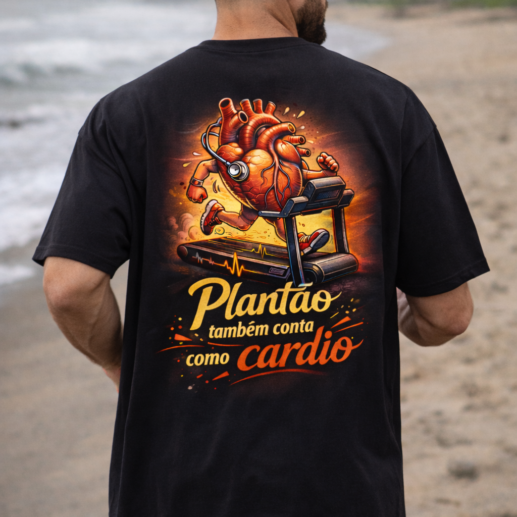 Nome do produto: Camiseta Oversized BRUMI — Plantão Também Conta Como Cardio