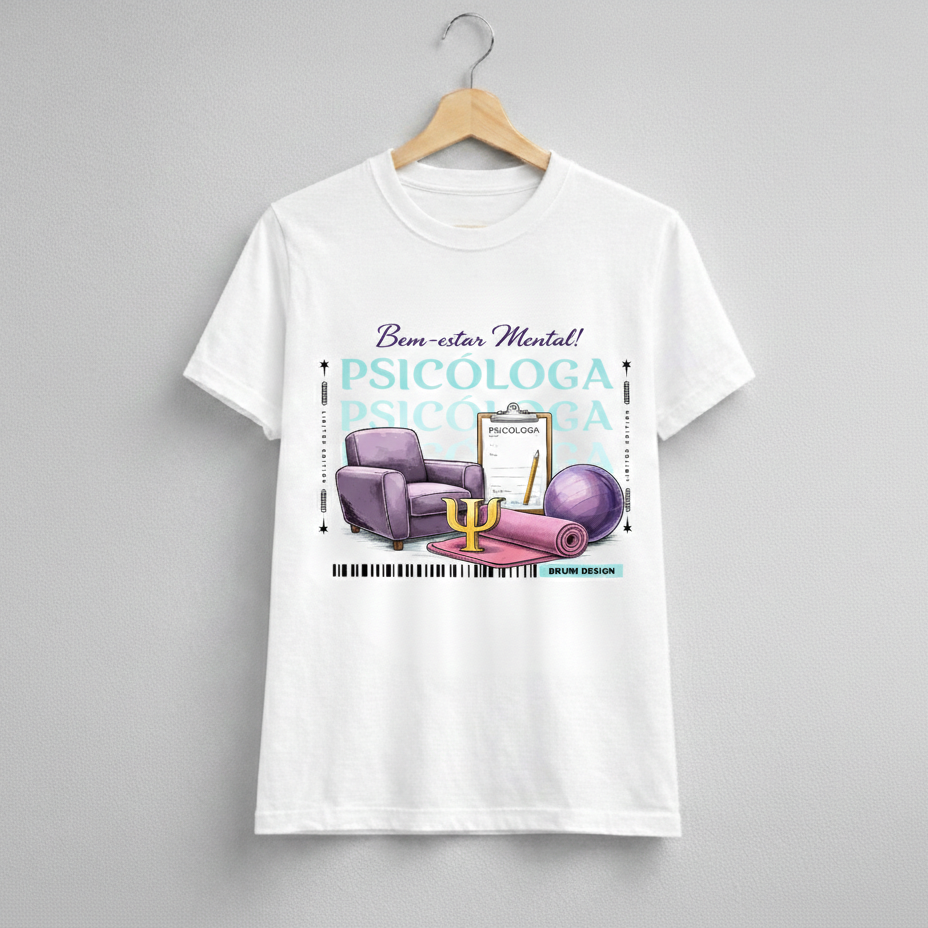Nome do produto: Camiseta Baby Long Feminina BRUMI – Psicóloga: Bem-Estar Mental (BK002)