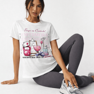 Nome do produto Camiseta Baby Long Feminina BRUMI – Enfermeira: Força no Cuidado (BK014)
