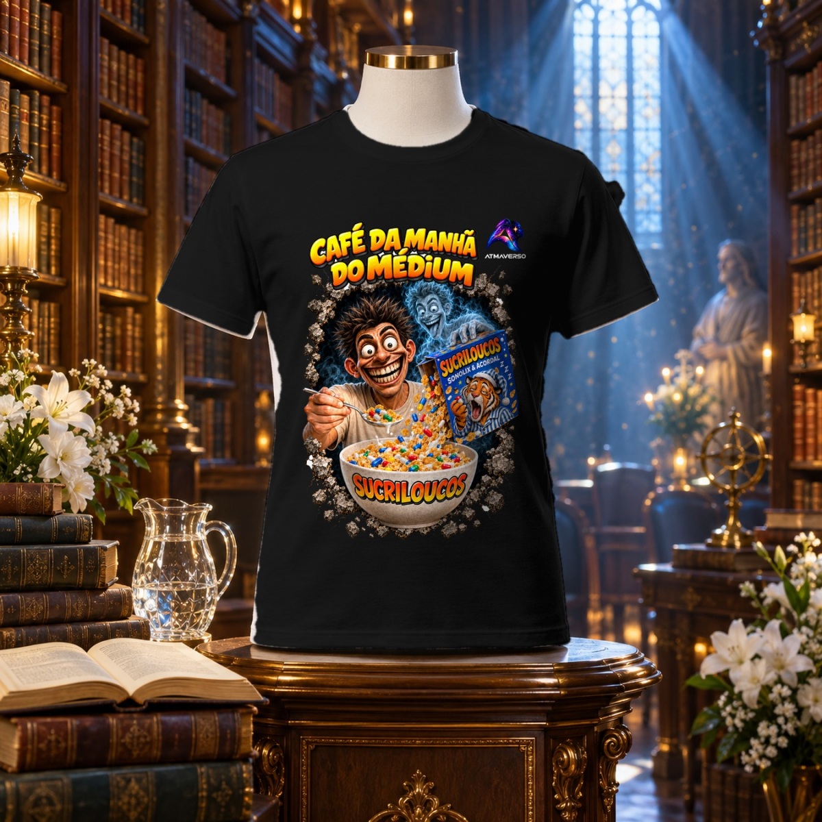 Camiseta Café da manhã do médium — Entre Risos e Energias | ATMAVERSO