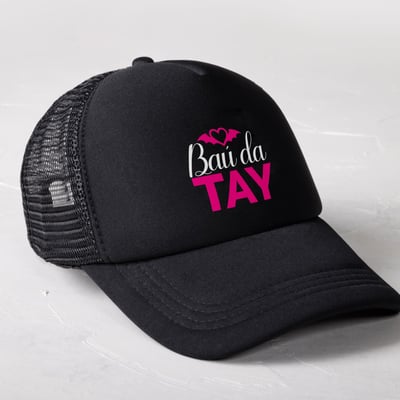 Boné PRETO Americano com tela - Logo Baú da Tay