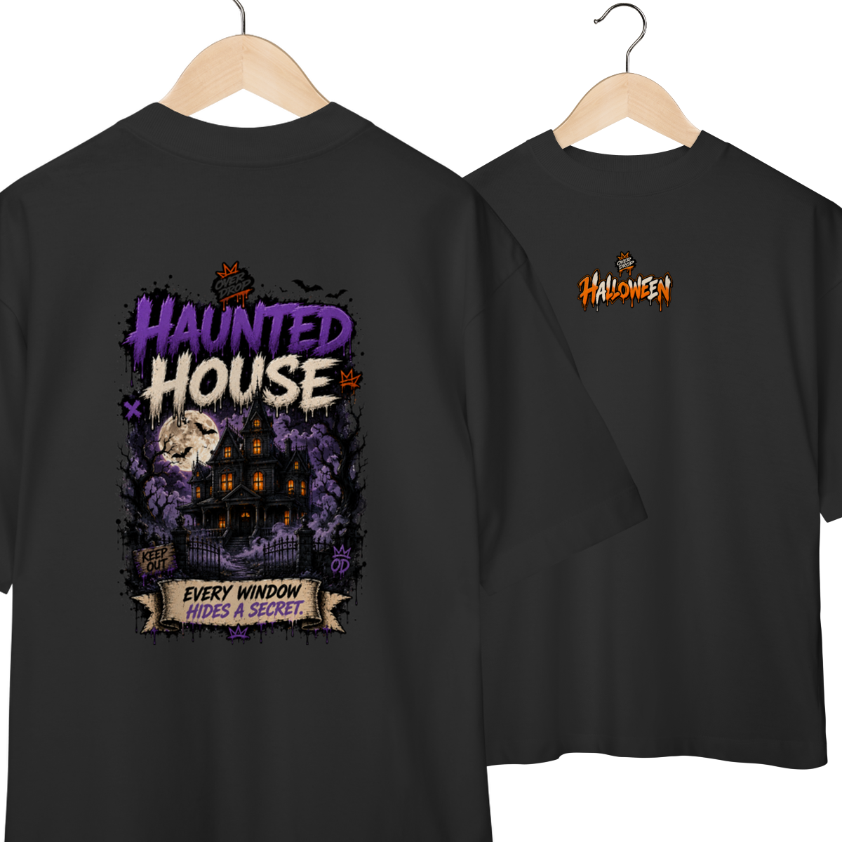 CAMISETA OVERSIZED - HAUNTED HOUSE - HALLOWEEN