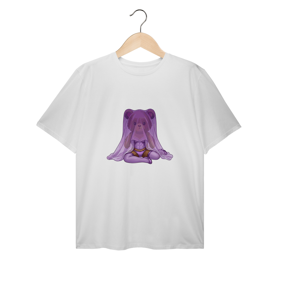 T-Shirt Plus Size | Cute Chibi Bear Kawaii Urso Fantasiado de Madonna - CONFESSIONS II 