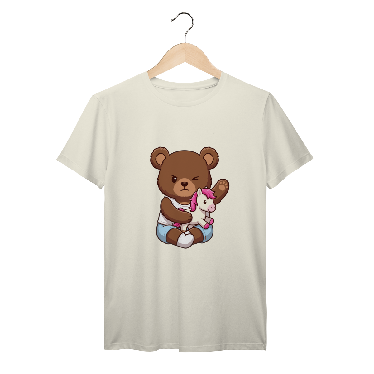 T-Shirt Prime | Cute Chibi Bear Kawaii – Urso Segurando Pônei Fofo
