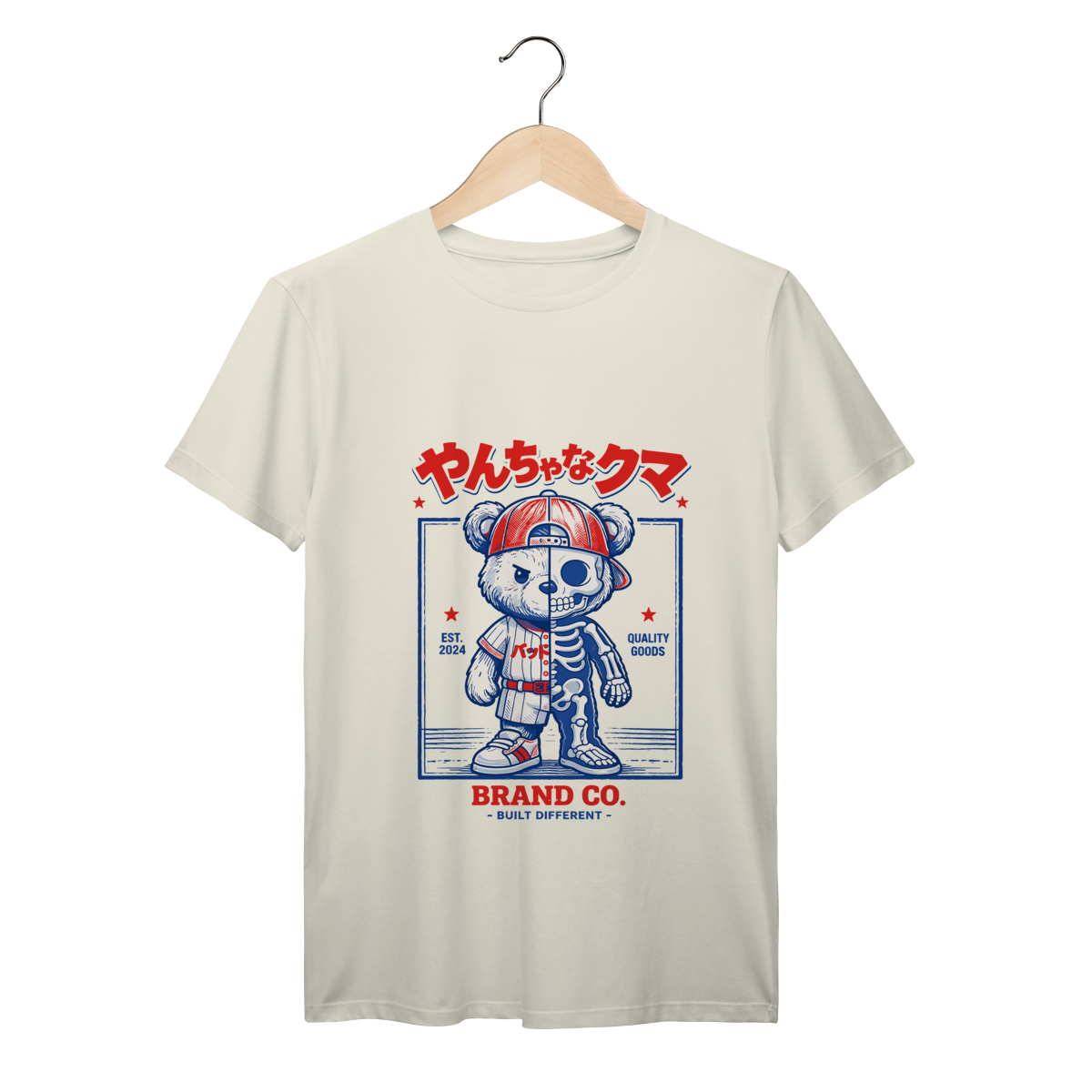 T-Shirt  Prime | Cute Chibi Bear Kawaii – Urso Meio Esqueleto “やんちゃなクマ” (Urso Mau)|