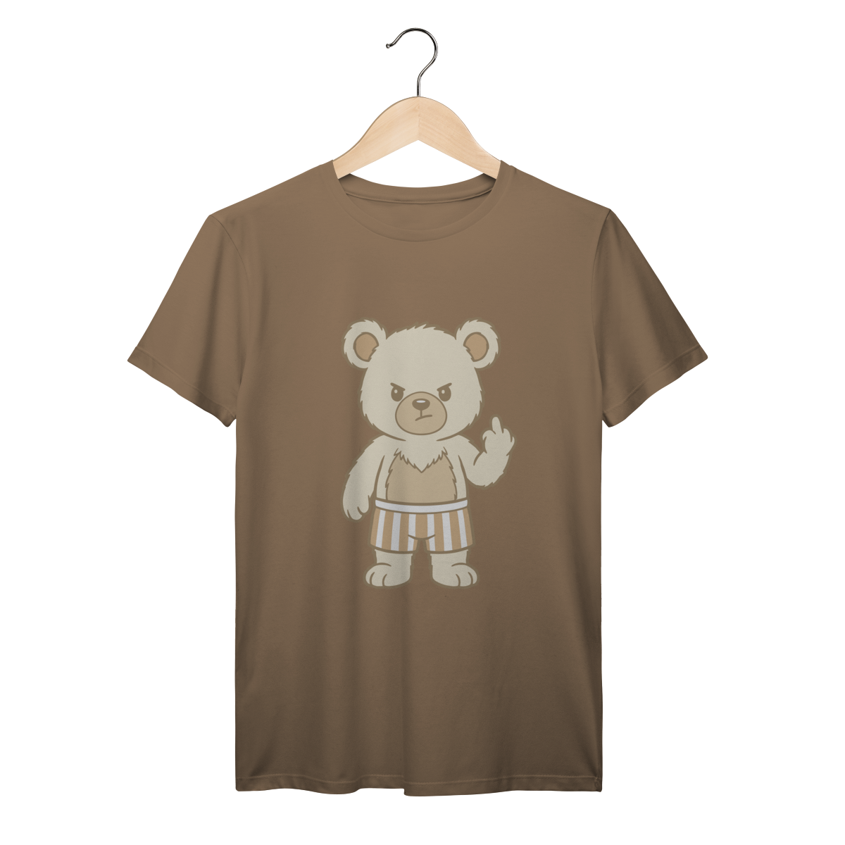 T-Shirt  Prime |  Cute Chibi Bear Kawaii  Urso mal-humorado mostrando o dedo do meio