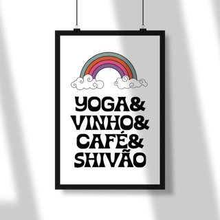 Poster Retrato Yoga & Vinho & Café & Shivão