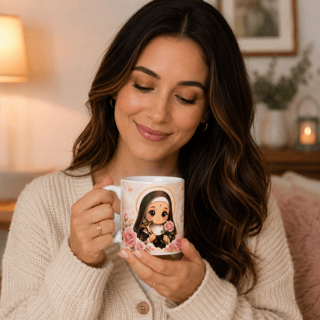 Caneca Santa Rita de Cássia Baby – Coleção Café com os Santos