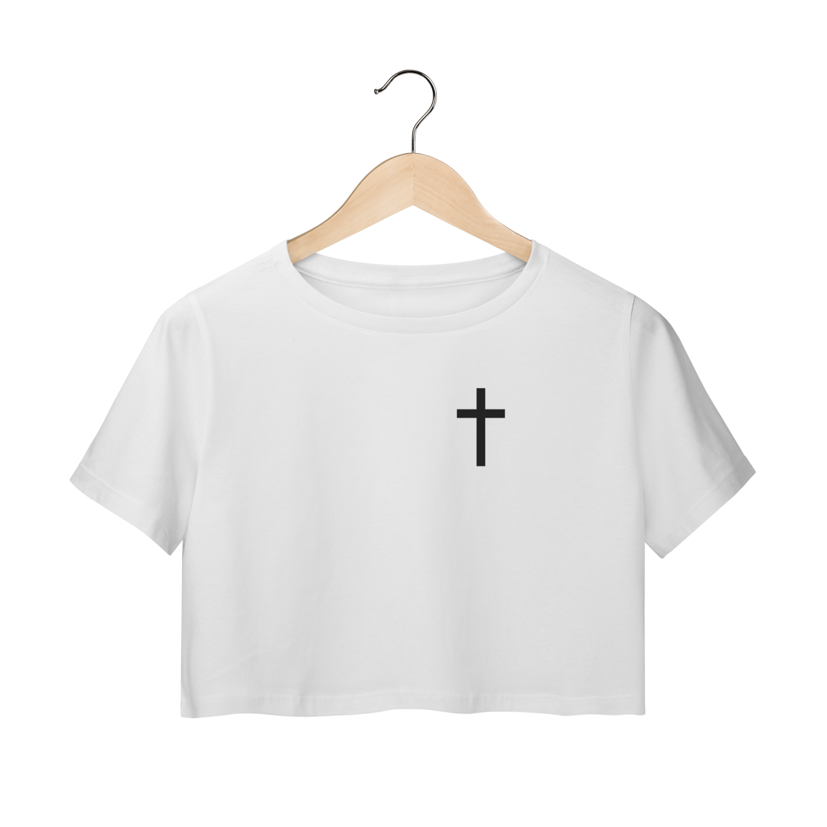 Cropped Cristão Feminino Minimalista — Cruz Preta
