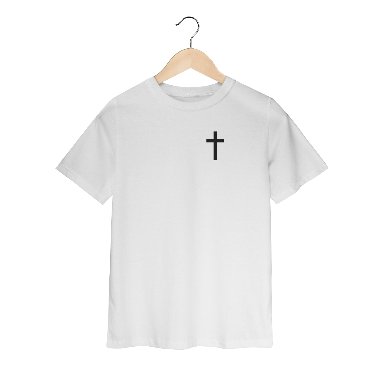 Camiseta Cristã Infantil Minimalista — Cruz Preta (2 a 8 anos)