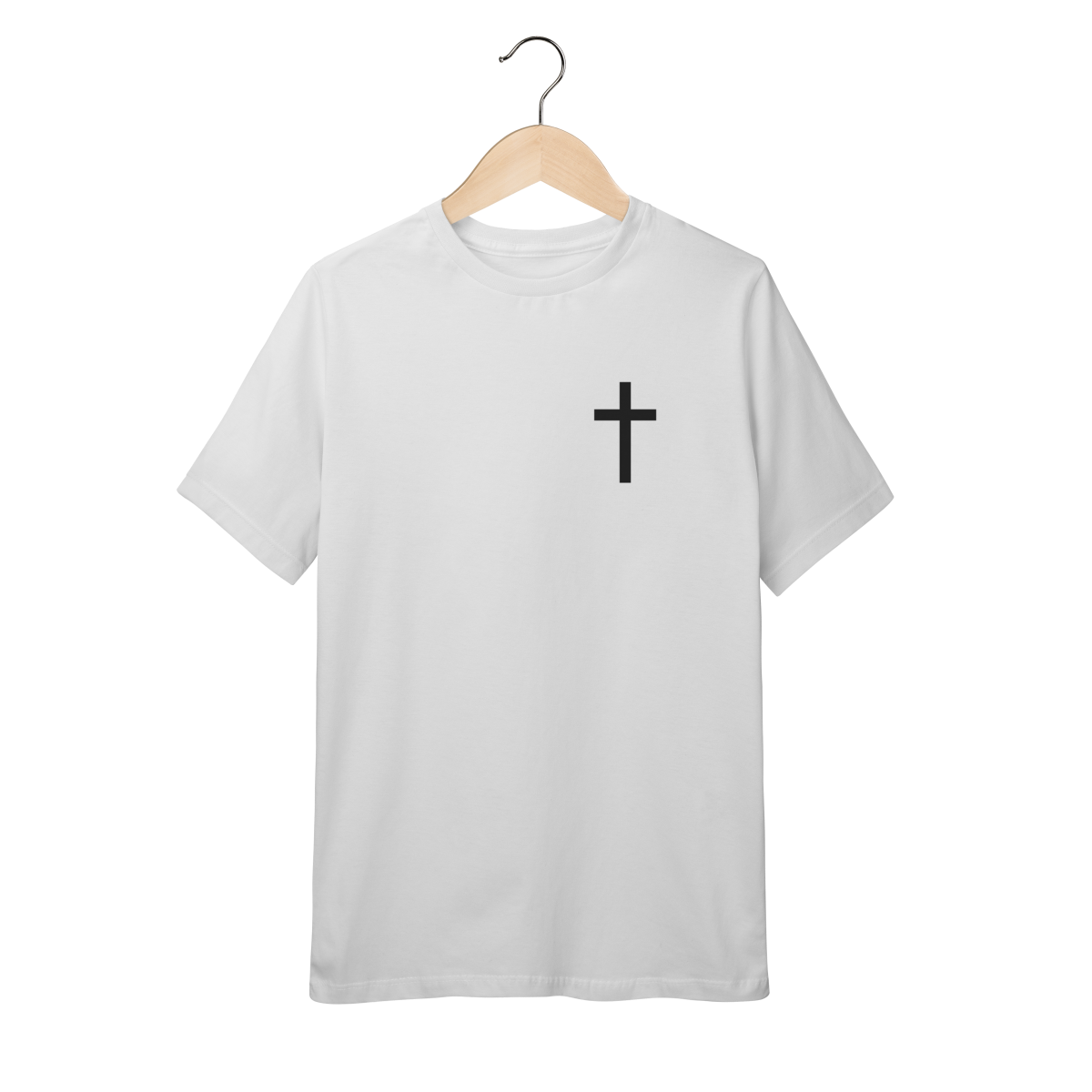 Camiseta Cristã Infantil Minimalista — Cruz Preta (10 a 14 anos)