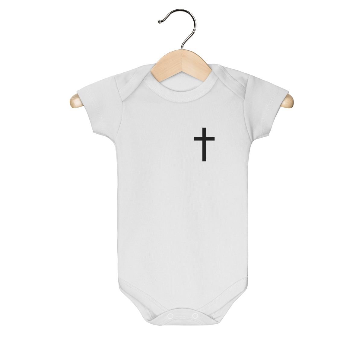 Body Bebê Cristão Minimalista — Cruz Preta