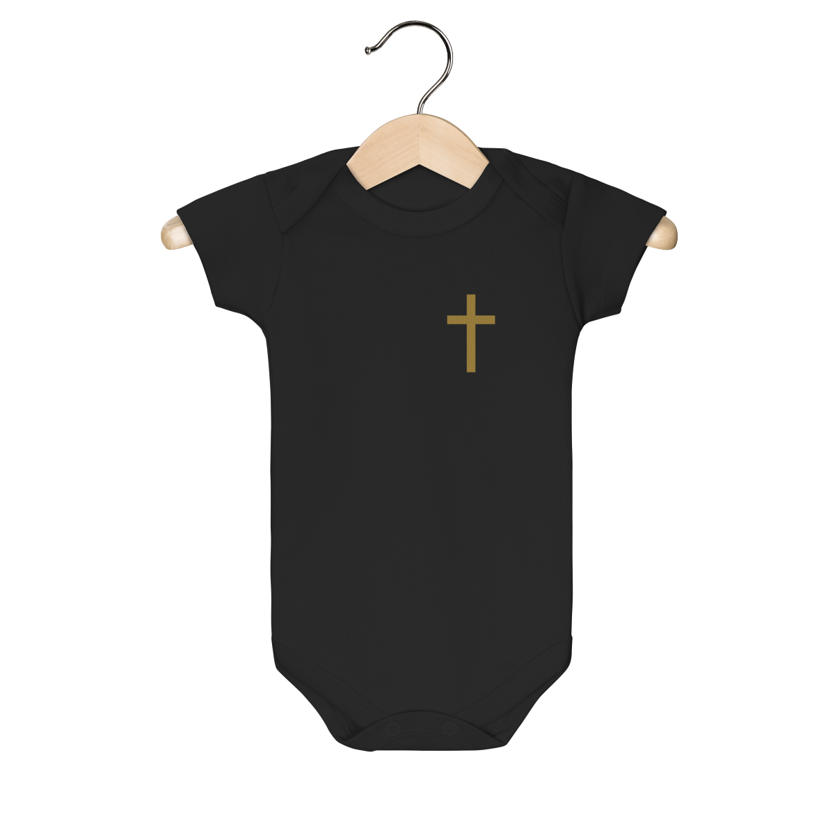 Body Bebê Cristão Minimalista — Cruz Dourada