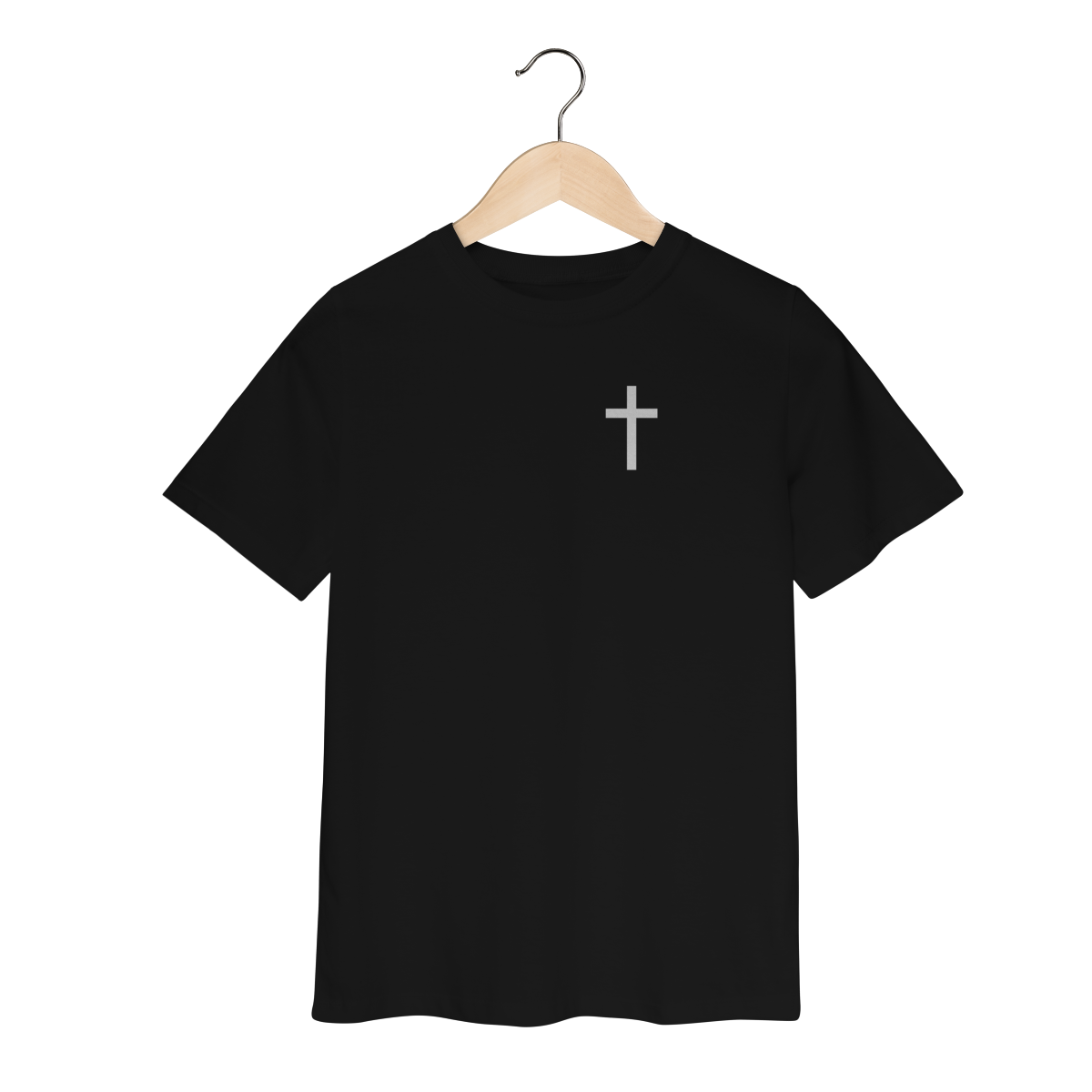 Camiseta Cristã Infantil Minimalista — Cruz Branca (2 a 8 anos)