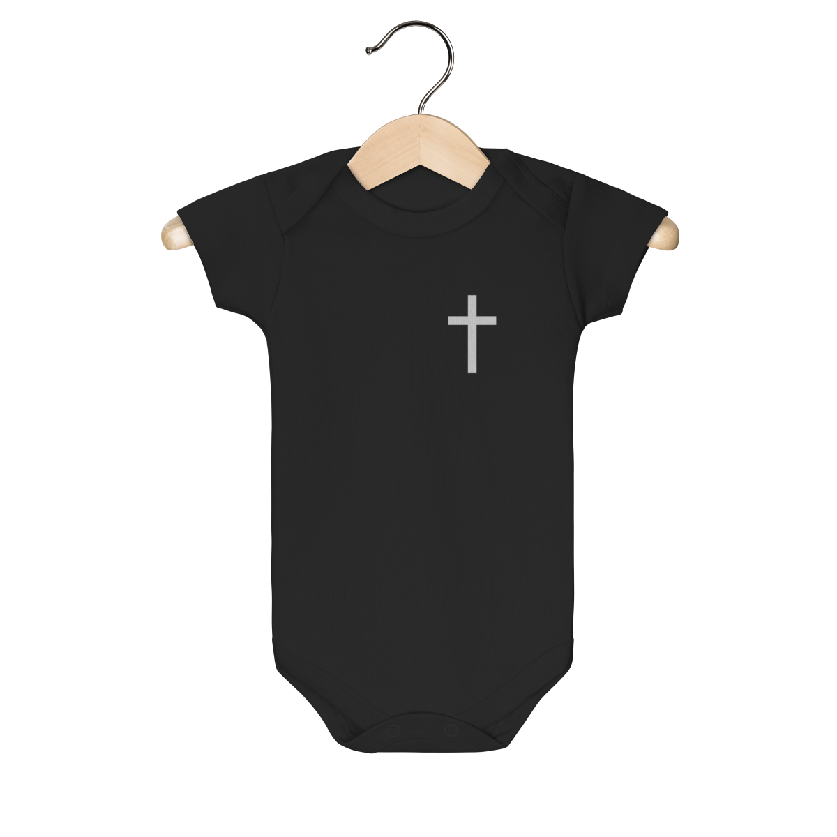 Body Bebê Cristão Minimalista — Cruz Branca