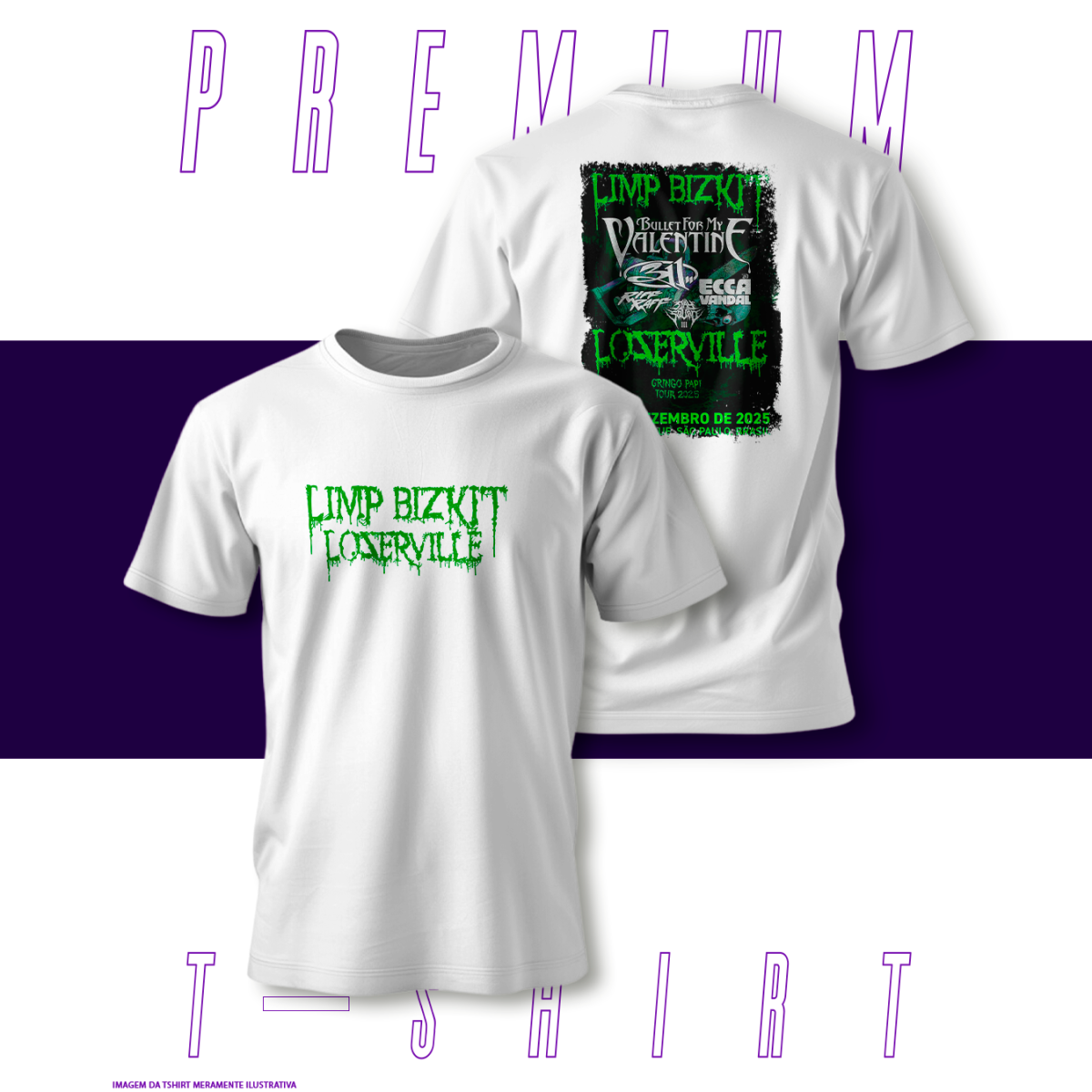 Nome do produto: Camiseta Premium - LimpBizkit Lozerville Tour 2025