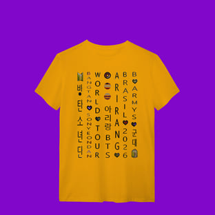 Nome do produtoBTS ARMY ARIRANG CAÇA-PALAVRAS - T-Shirt