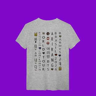 Nome do produtoBTS ARMY ARIRANG CAÇA-PALAVRAS - T-Shirt