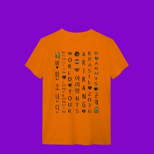 Nome do produtoBTS ARMY ARIRANG CAÇA-PALAVRAS - T-Shirt