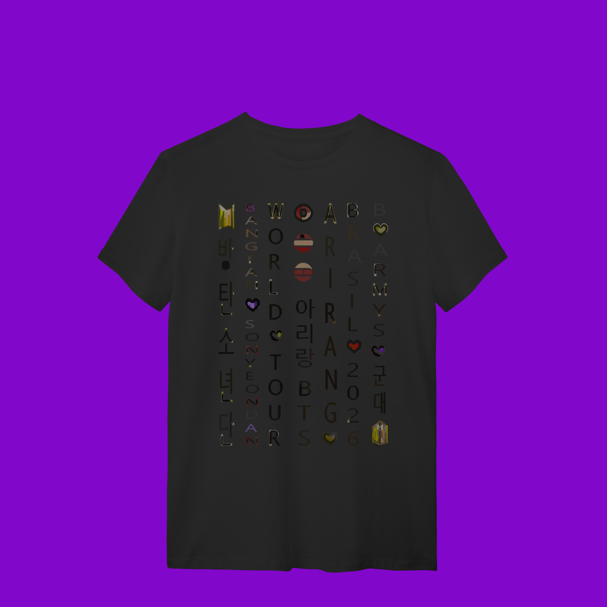 Nome do produto: BTS ARMY ARIRANG CAÇA-PALAVRAS - T-Shirt