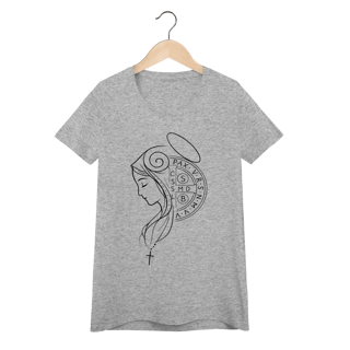 Nome do produto Camiseta Feminina Nossa Senhora com a Cruz de São Bento