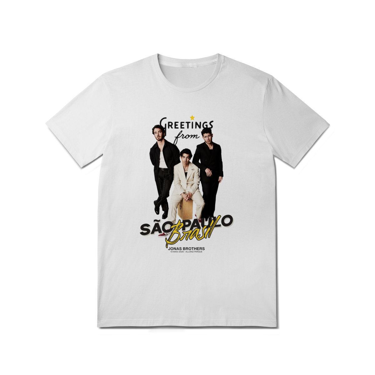 Nome do produto: CAMISA - GREETINGS FROM BRASIL | JONAS BROTHERS