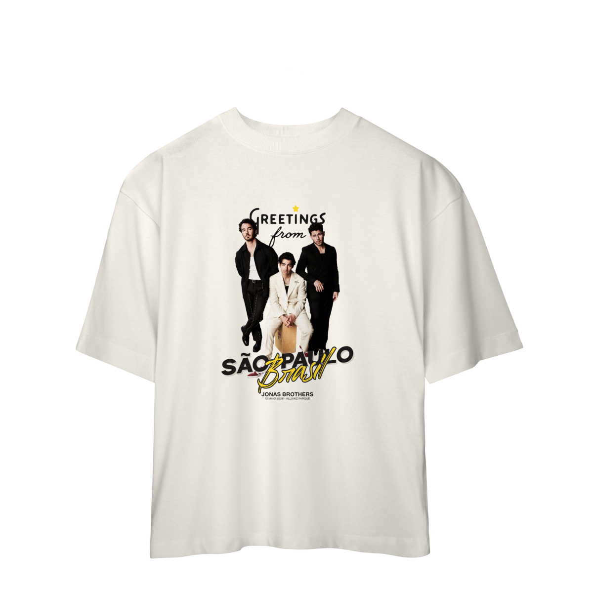 Nome do produto: CAMISA OVERSIZED - GREETINGS FROM BRASIL | JONAS BROTHERS