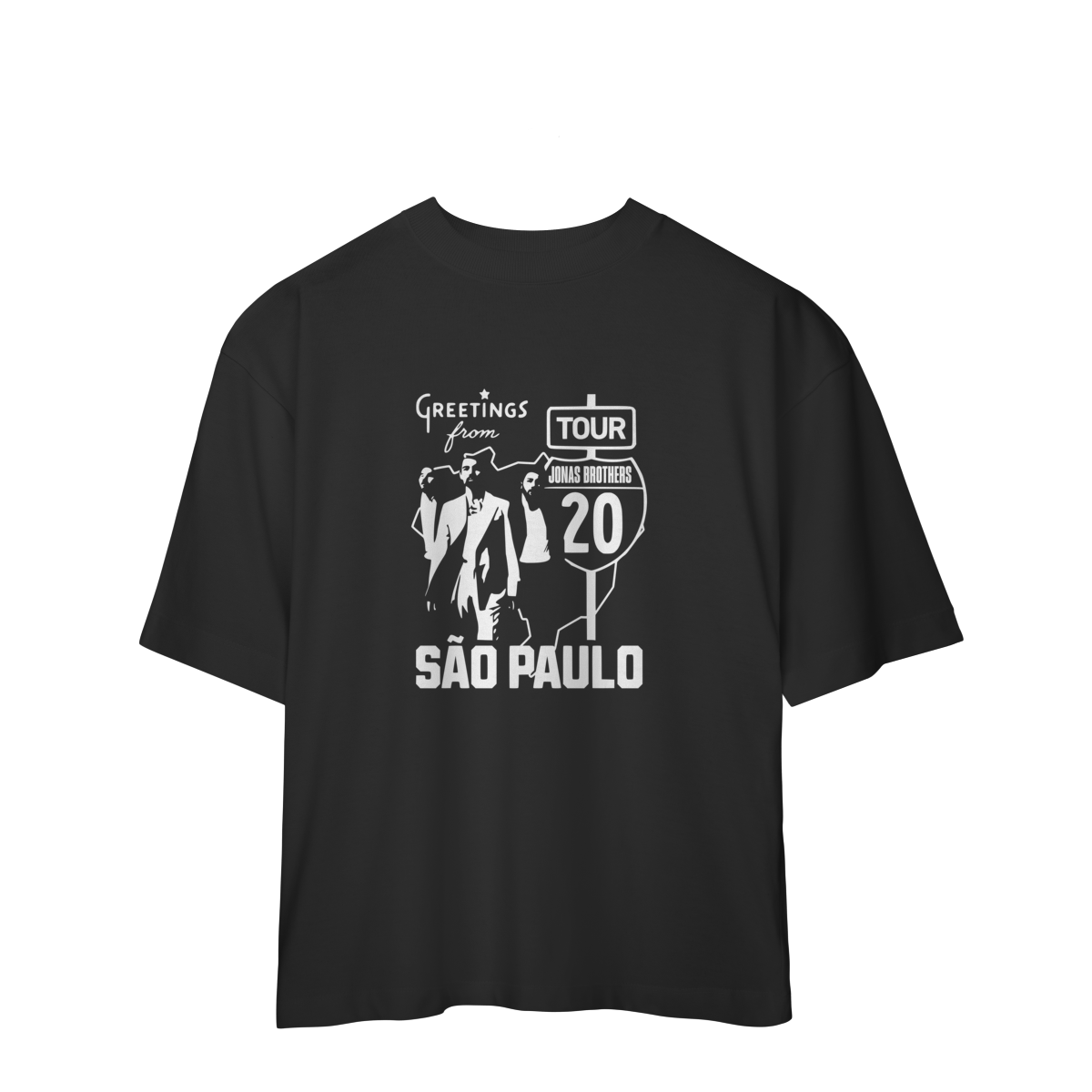 Nome do produto: CAMISA OVERSIZED - GREETINGS FROM SÃO PAULO | JONAS BROTHERS