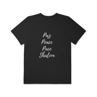 Nome do produtoPlus size | Frase | Paz, Peace, Pace, Shalom