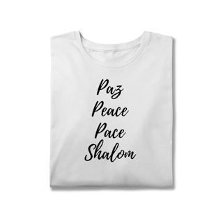 Nome do produtoPlus size | Frase | Paz, Peace, Pace, Shalom