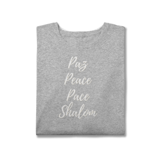 Nome do produtoPlus size | Frase | Paz, Peace, Pace, Shalom