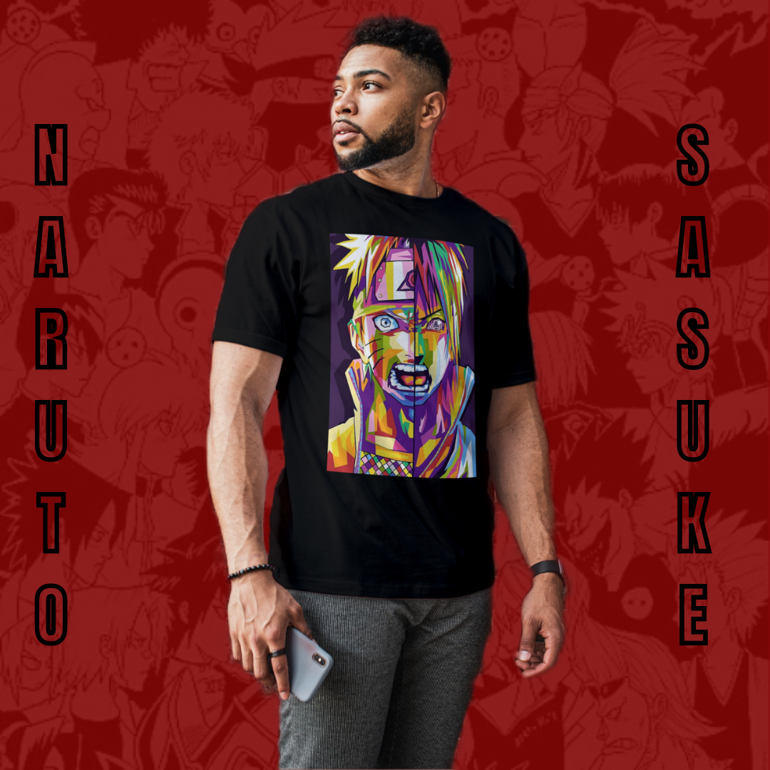 Camisa NARUTO E SASUKE color - serie anime