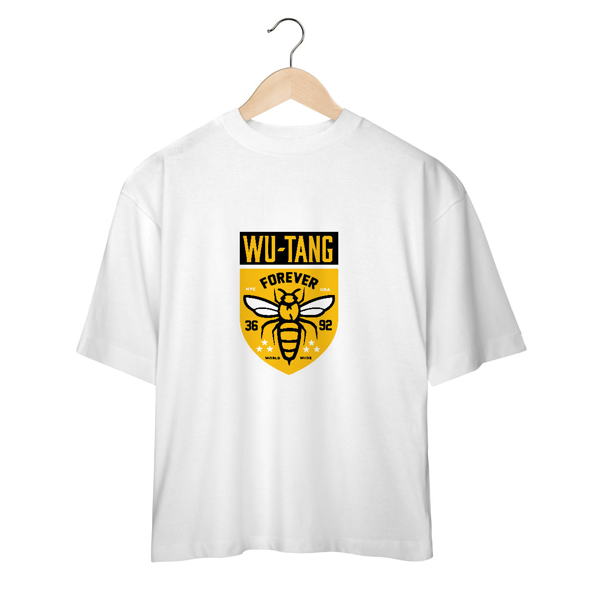 Nome do produto: Camiseta de Malha Oversized Wu Tang Clan Escudo Bees