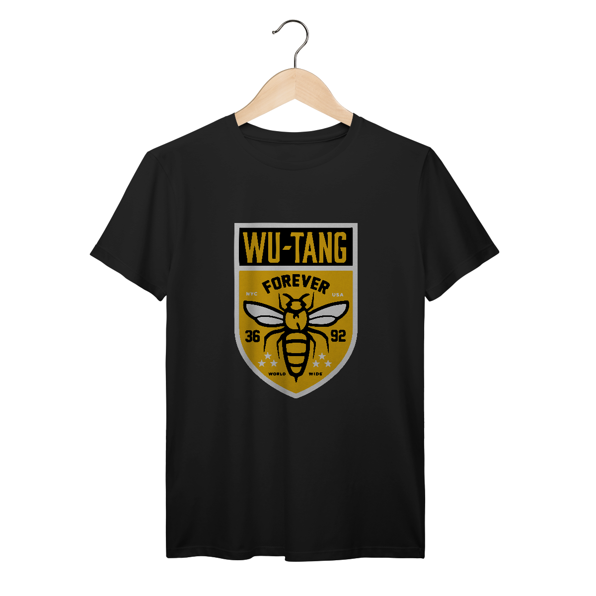 Nome do produto: Camiseta de Malha Prime Wu Tang Clan Escudo Bees