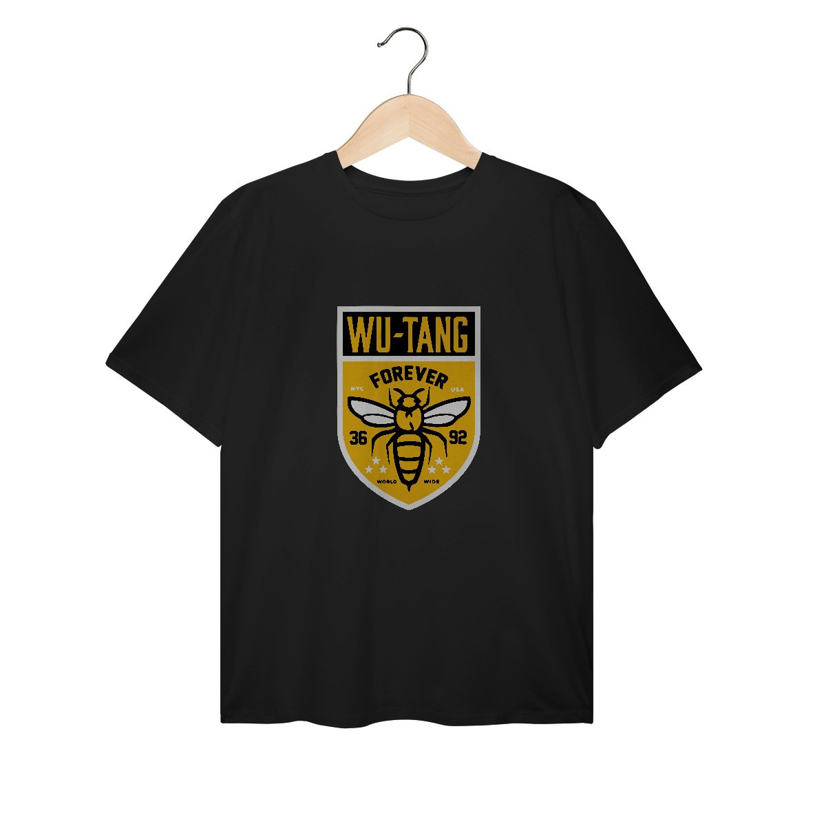 Nome do produto: Camiseta de Malha PLUS SIZE Wu Tang Clan Escudo Bees