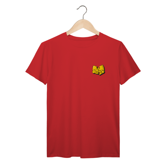 Camiseta de Malha Prime Wu Tang Logo Draw Yellow Frente e Costas