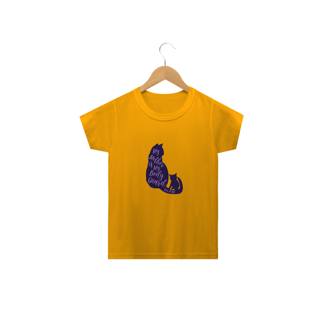 Nome do produto Camiseta Classic Infantil Estampa Gato Frase My Mother is My Body Guard for Real - Minha mãe é minha guarda-costas de verdade